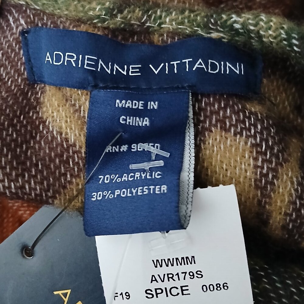 NWT Adrienne Vittadini Wrap Shawl Ruana One Size Bohemian Fringe Poncho Blanket - Picture 5 of 7